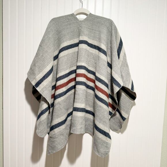 Marine Layer Levi Striped Wrap Poncho One Size - Picture 6 of 6